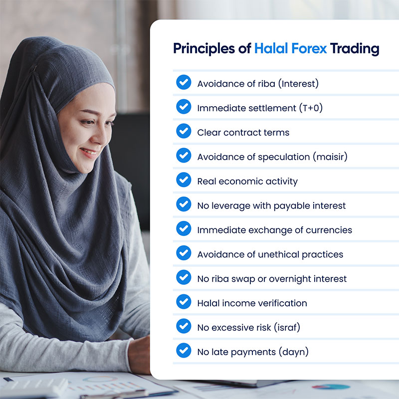 Principles of Halal forex trading infographic