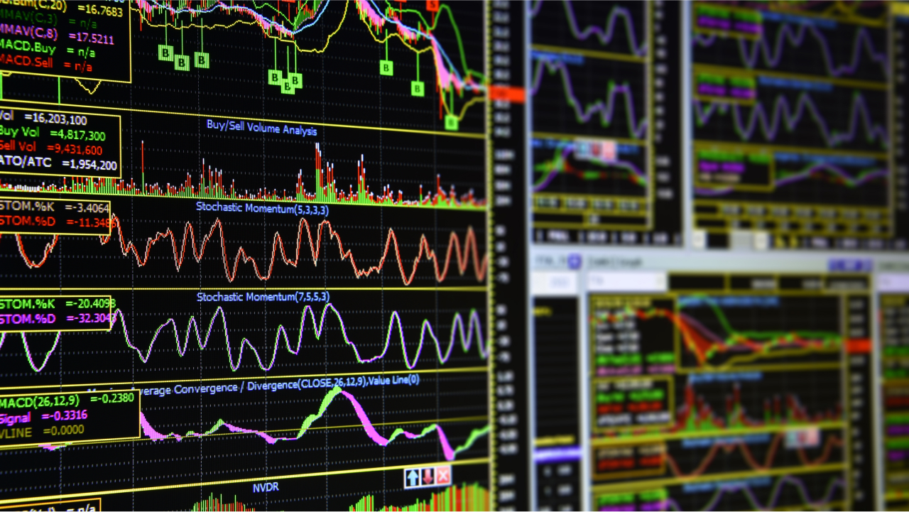 a computer screen displaying various colorful and detailed financial charts and graphs