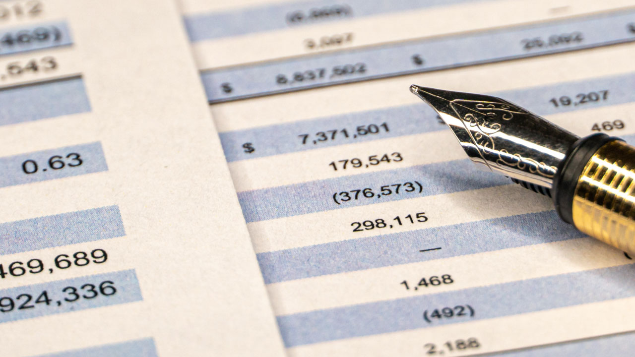 a close-up image of a financial report or balance sheet