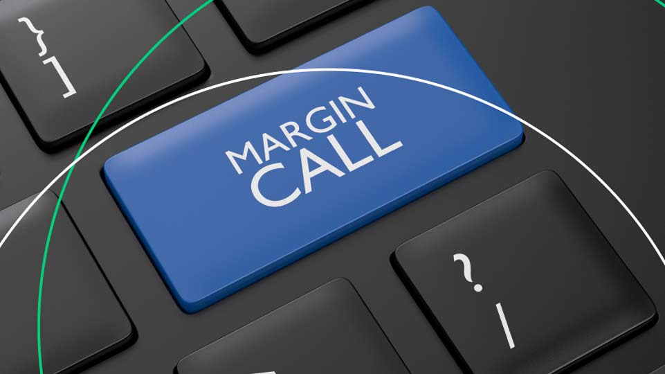 A close-up of a keyboard with a prominent blue key labeled "MARGIN CALL," symbolizing the concept of margin calls in forex trading and the importance of risk management to avoid them.
