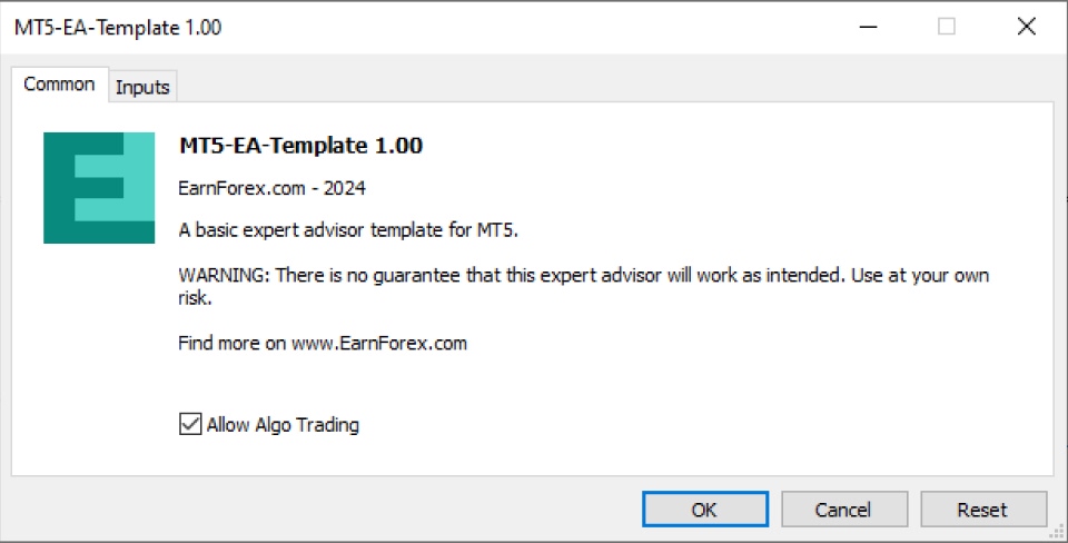 Expert Advisor (EA) template