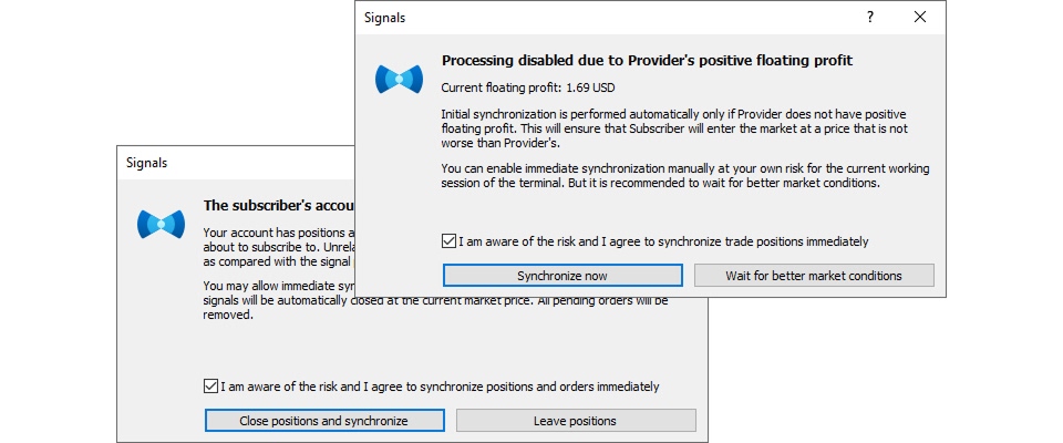 window showing synchronization of accounts