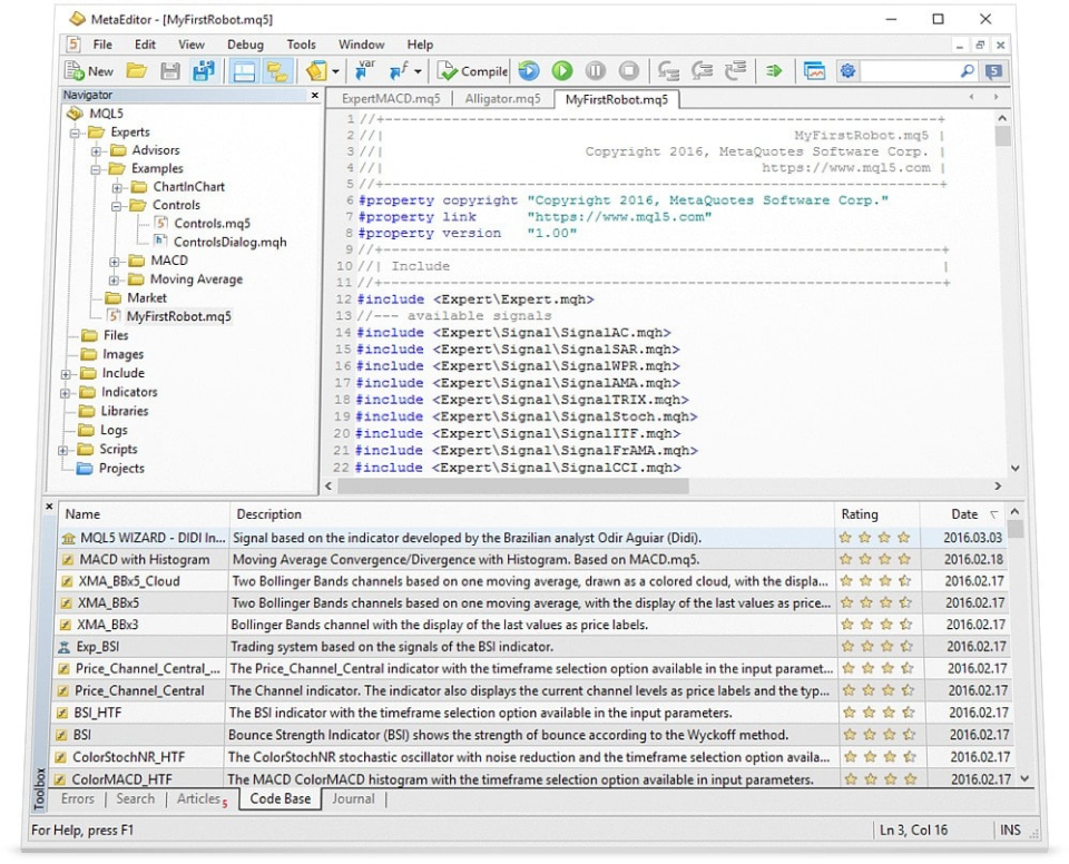 interface of MetaEditor