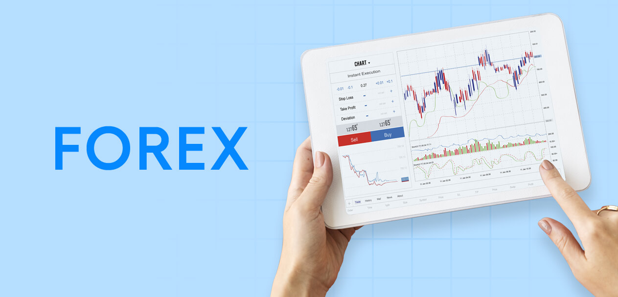 Choosing Your Forex Broker a hand holding a tablet displaying a forex trading platform interface, illustrating the concept of broker selection in forex trading.