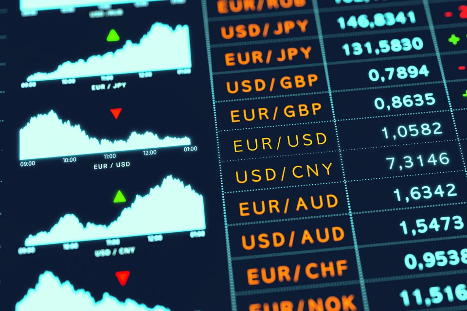 forex trading dashboard displaying live currency pairs and price charts