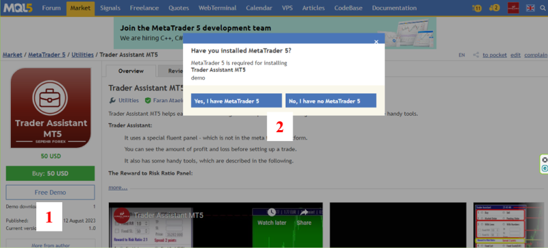 installation window of Metatrader 5