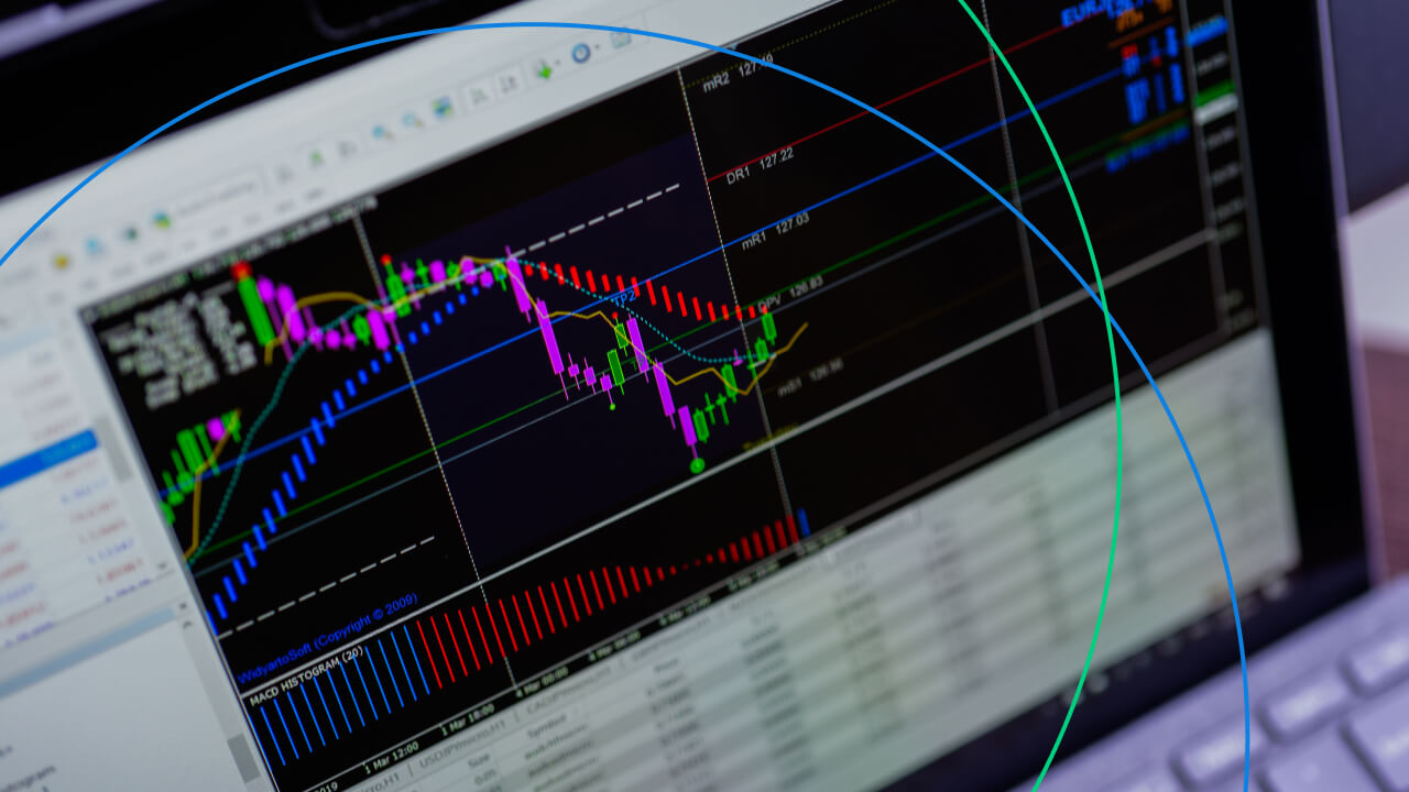 A trading platform screen showing various technical indicators and charts, representing the MetaTrader Webtrader interface.