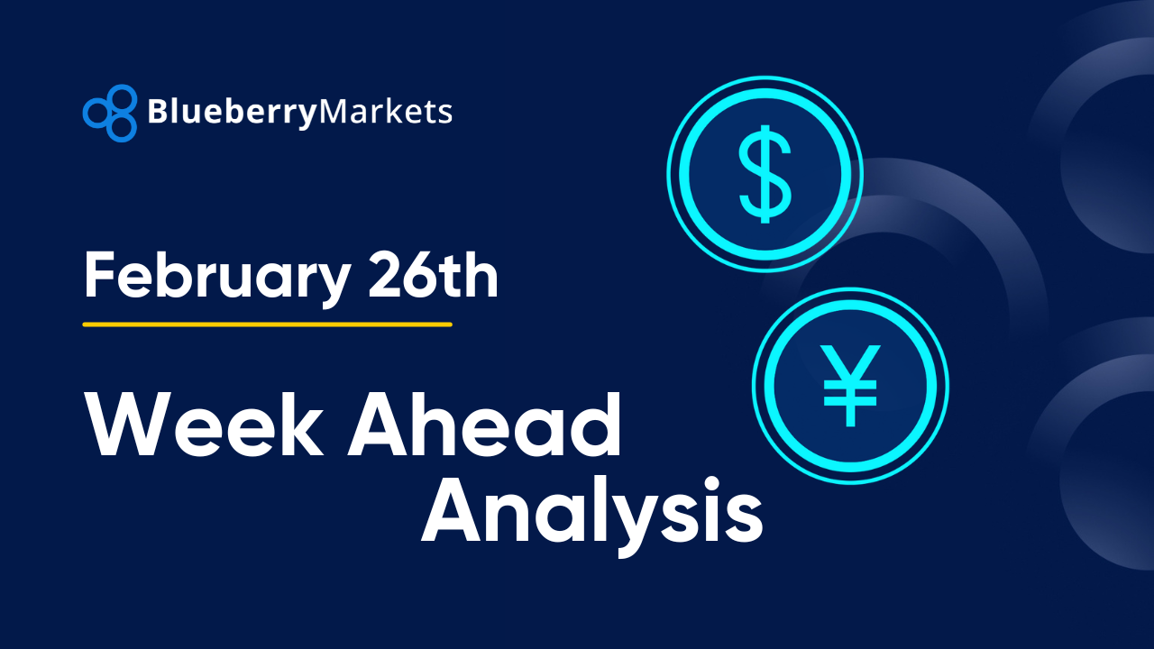 A digital globe displaying the yen and dollar symbols, representing Forex Week Ahead Analysis: 26th February.