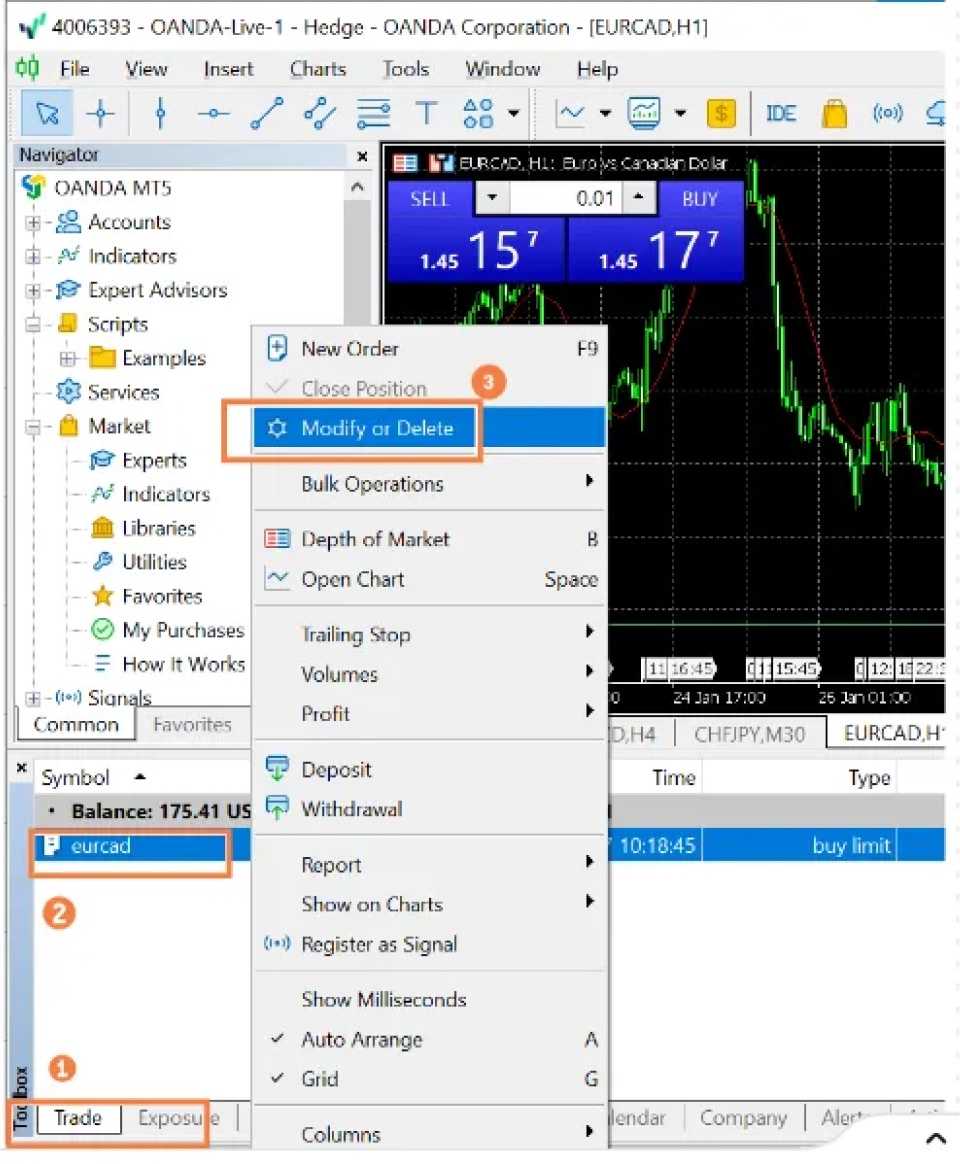 modifying or deleting a trade 